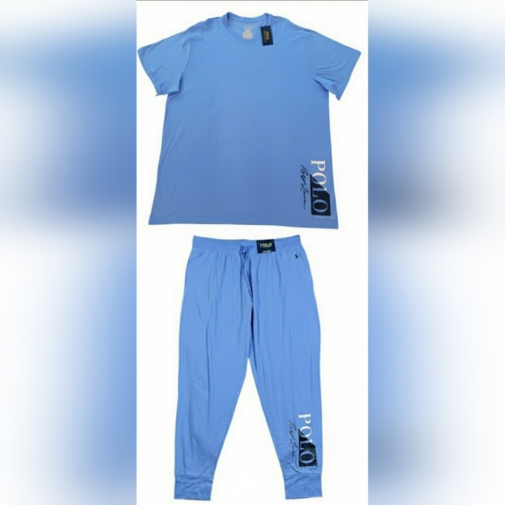 Polo Men 2XT Blue Cotton Atleasure Relax Soft Stretch Jogger Set New